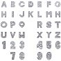 Eco-Friendly Zinc Alloy Slide Charms, with Rhinestone, Platinum Plated, Letter A~Z and Number 0~9