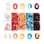 800Pcs 4 Colors Oval Acrylic Linking Rings, 20Pcs Iron Jump Rings, 8Pcs Zinc Alloy Lobster Claw Clasps, for DIY Glasses Chain Kits