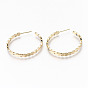 Brass Micro Pave Clear Cubic Zirconia Half Hoop Earrings, Stud Earring, Ring with Hexagon, Nickel Free