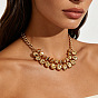CCB Nuggets Beaded Double Layer Necklaces with Alloy Chains for Women