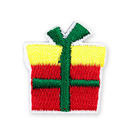 Christmas Theme Computerized Embroidery Polyester Self-Adhesive /Sew on Patches, Costume Accessories, Appliques, Gift Box