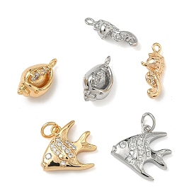 Подвески из латуни в морском стиле с микропаве из кубических цирконий, долговечный