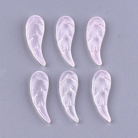 Transparent Spray Painted Glass Pendants, Leaf