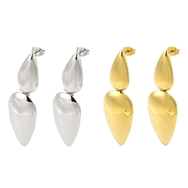 304 Stainless Steel Dangle Stud Earrings for Women, Teardrop