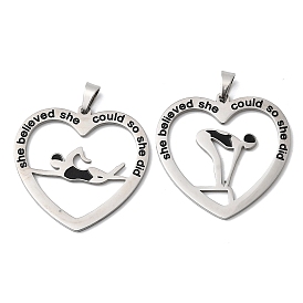 304 нержавеющей стальной эмали подвески, сердце с подвесками-пловцами, без свинца, без кадмии и без никеля