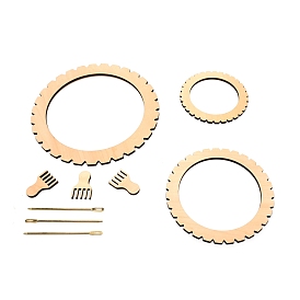 Wooden Knitting Plates Set, with Combs & Iron Needles, Ring