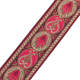 Ethnic Style Embroidery Polyester Ribbons, Jacquard Ribbon, Tyrolean Ribbon, with Flower Pattern, Garment Accessories