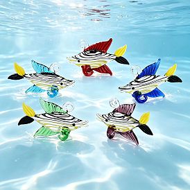 Handmade Lampwork Pendants, Fish with Swirl Stripe Charms