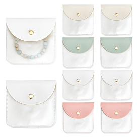8 шт. 4 цвета искусственная кожа конверты для ювелирных изделий подарочные пакеты с кнопкой и прозрачным окошком, для кольца колье серьги браслет ювелирные изделия, квадратный
