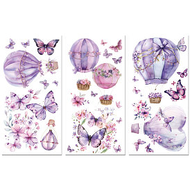 3 feuilles 3 styles pvc autocollants décoratifs imperméables, décalcomanies auto-adhésives pour la décoration de meubles