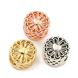 Rack Plating Alloy European Beads, Large Hole Beads, Cadmium Free & Nickel Free & Lead Free, Flower with Heart
