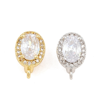 Латунные микропаве прозрачные кубические циркониевые усилители укороченные кулоны, навесные поручительства, с петлей, овальные амулеты, без кадмия и без свинца, стойки покрытие, долговечный