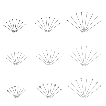 304 Stainless Steel Pin Sets, with Eye Pin, Ball Head Pins and Flat Head Pins