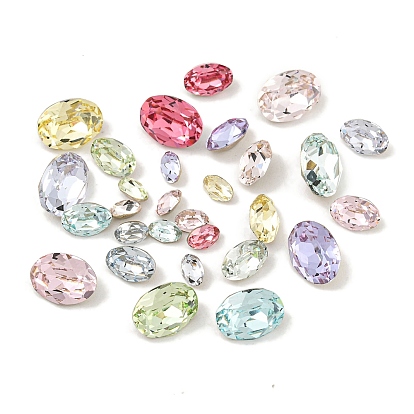 Стеклянные стразы кабошоны, задние и задние, граненые, овальные