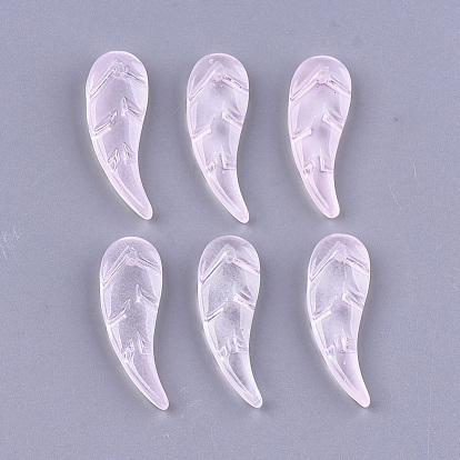 Transparent Spray Painted Glass Pendants, Leaf