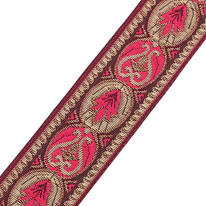 Ethnic Style Embroidery Polyester Ribbons, Jacquard Ribbon, Tyrolean Ribbon, with Flower Pattern, Garment Accessories