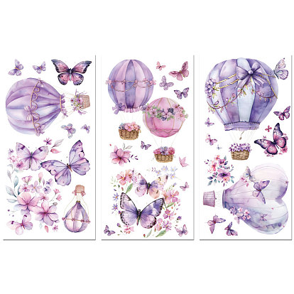 3 feuilles 3 styles pvc autocollants décoratifs imperméables, décalcomanies auto-adhésives pour la décoration de meubles