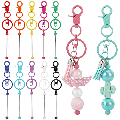 12 шт. 12 цветной сплав брелок для ключей с бусинами, с брелоками и застежками для украшений на сумке