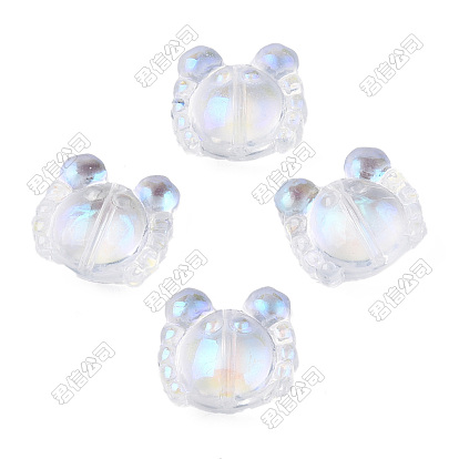 Transparent Electroplate Glass Beads, AB Color Plated, Crab