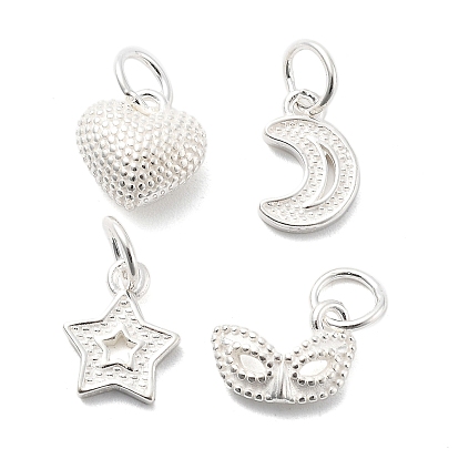 Маска в виде сердца, звезды и луны 925 подвески из стерлингового серебра, с 925 штампом и соединительными кольцами, серебряные