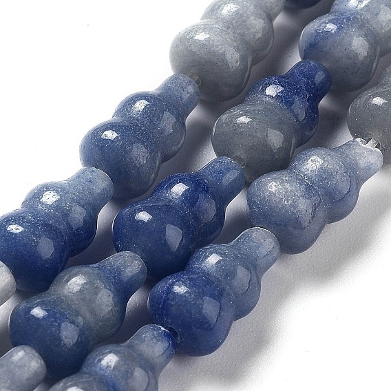Brins de perles d'aventurine bleue naturelle teintes et chauffées, gourde