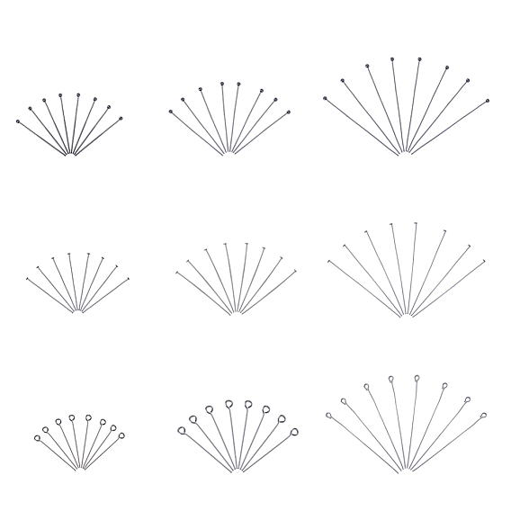 304 Stainless Steel Pin Sets, with Eye Pin, Ball Head Pins and Flat Head Pins