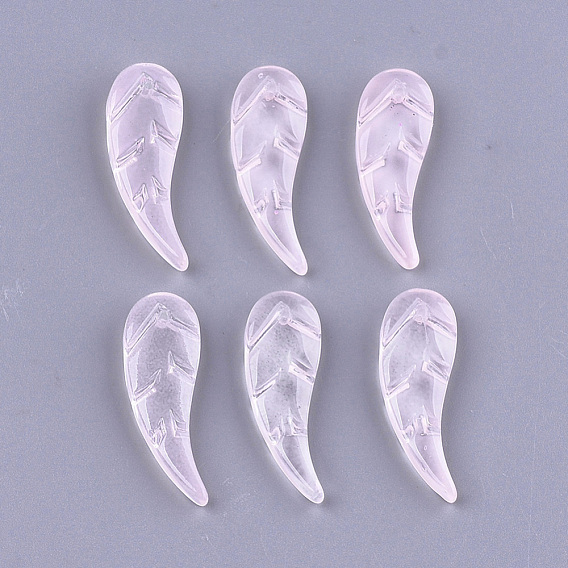 Transparent Spray Painted Glass Pendants, Leaf