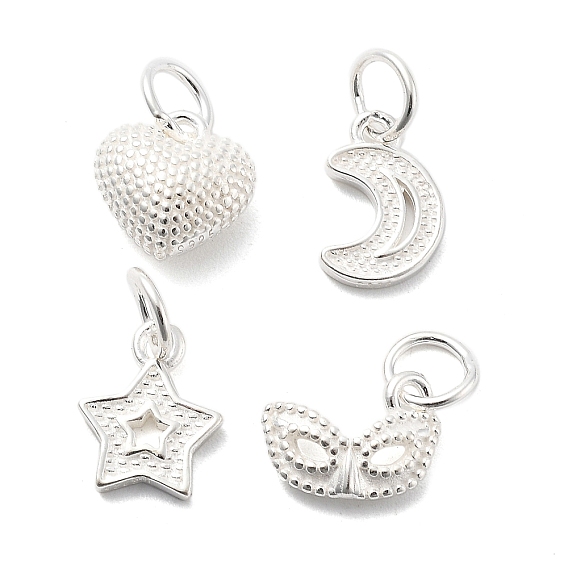 Маска в виде сердца, звезды и луны 925 подвески из стерлингового серебра, с 925 штампом и соединительными кольцами, серебряные