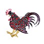 Rhinestone Rooster Brooch Pin, Chinese Zodiac Alloy Badge for Backpack Clothes