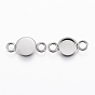 304 Stainless Steel Cabochon Connector Settings, Plain Edge Bezel Cups, Flat Round