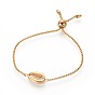 304 Stainless Steel Bolo Bracelets, Slider Bracelets, with Box Chains, Cowrie Shell Shape
