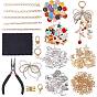 DIY Keychain Kit, including Alloy Enamel Pendants & Swivel Clasps & Curb Chain & Oval Link Chain & Jump Ring & Pliers and so on, Golden