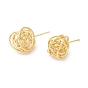 Rack Plating Brass Wire Wrapped Round Stud Earrings, Long-Lasting Plated, Cadmium Free & Lead Free
