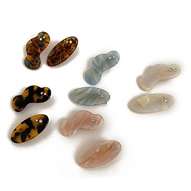 Cellulose Acetate(Resin) Alligator Hair Clips, with Rhinestone, Cloud & Oval