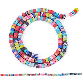 1 нити бусин из искусственной императорской яшмы и бирюзы, окрашенные в черный цвет, матовые, дисковые бусы, Heishi бусы