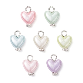 Подвески из искусственного акрила с ракушками и жемчугом, с железными петлями, сердце