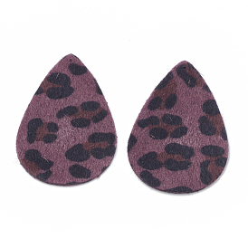Imitation Leather Big Pendants, with Faux Fur, Drop