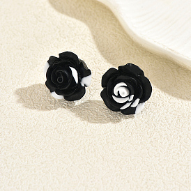 Серьги-гвоздики из железа и смолы ко Дню святого Валентина, цветок розы