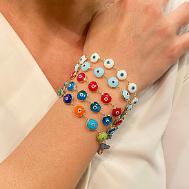 Bohemian Style Evil Eye Bracelet with 6mm Blue Beads - Fashionable Eye Charm Jewelry