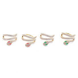 Bohemian Snake Ring with Colorful Gemstones and Zirconia Stones