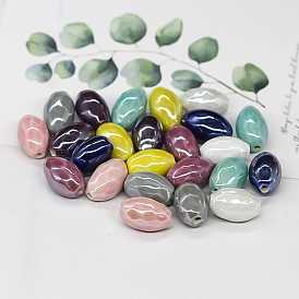 Handmade Porcelain Beads, for Necklace Decoration and Handmade DIY Material, Rice Shape