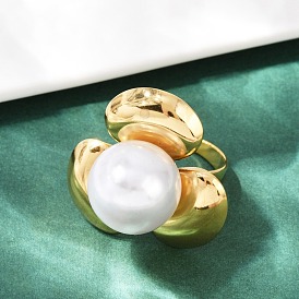 304 регулируемые кольца на пальцах из нержавеющей стали, с имитацией жемчуга, цветок