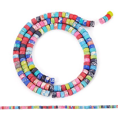 1 нити бусин из искусственной императорской яшмы и бирюзы, окрашенные в черный цвет, матовые, дисковые бусы, Heishi бусы