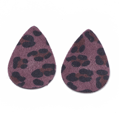 Imitation Leather Big Pendants, with Faux Fur, Drop