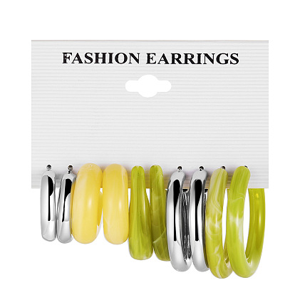 Vintage Pearl Hoop Earrings Set - 5 Piece Geometric Ear Cuff Collection