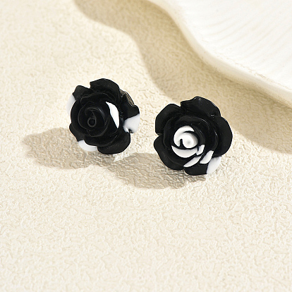 Серьги-гвоздики из железа и смолы ко Дню святого Валентина, цветок розы