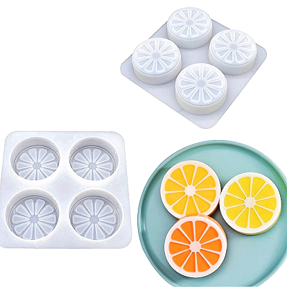 DIY Orange Slice Shape Food Grade Silicone Molds, Baking Cake Pans, 4 Cavities