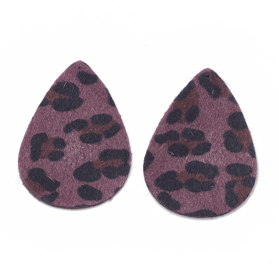Imitation Leather Big Pendants, with Faux Fur, Drop