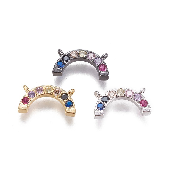 Brass Micro Pave Cubic Zirconia Charms, Cadmium Free & Lead Free, Rainbow