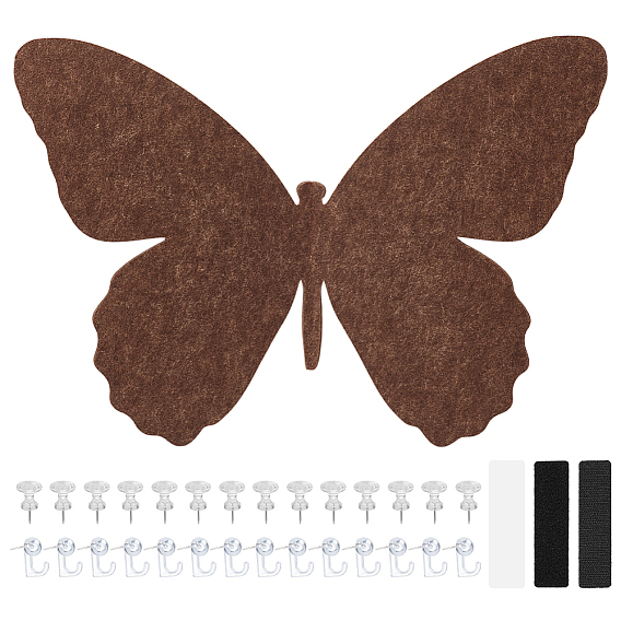 1 Доска объявлений с фетровыми бабочками, с 50шт. пластиковыми кнопками, 1Пакет пластиковых и металлических булавок, крючков и 2Пары тканевых липких лент